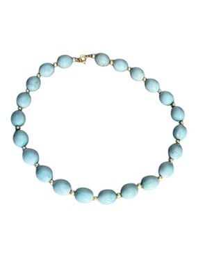 Pale Blue Large Bead Choker Necklace Lightweight Faux Pearl Betty Rubble